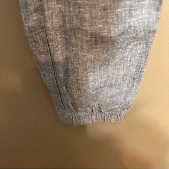 Athleta | Linen Cabo Blue Chambray Zip Pocket High Waist Joggers Pants 6 - Picture 5 of 8